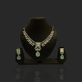 Green American Diamond Zircon Embellished Drop Pattern Necklace Set